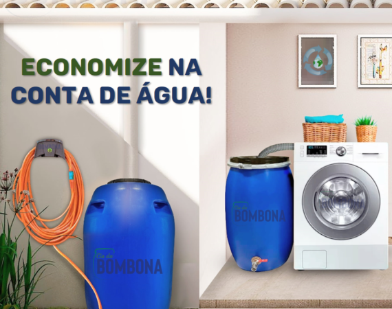 Bombona plástica de grande capacidade com torneira da Cia da Bombona em Porto Alegre – RS, utilizada como cisterna para captação e armazenamento de água da chuva em residências, chácaras, áreas rurais e indústrias, com foco em sustentabilidade e reuso hídrico.